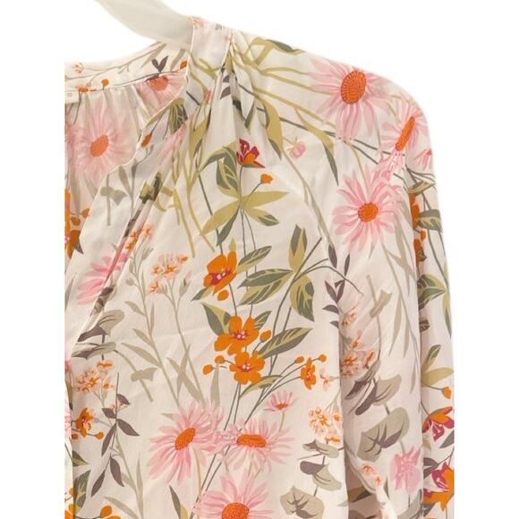 Spartina 449 100% Silk Floral Print Button Up Ivory Blouse Top Women’s Small - Picture 4 of 6